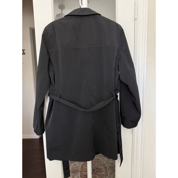 LONDON FOG Women's Zip Front Mid Length Black Trench Coat Size large - Picture 4 of 9